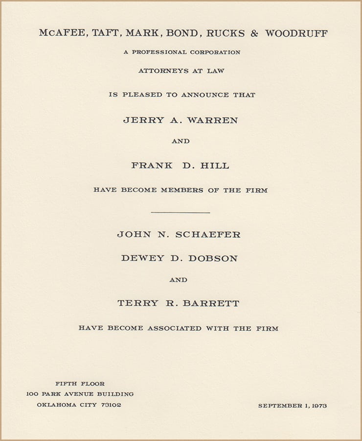 Scan of September 1973 Firm Announcement