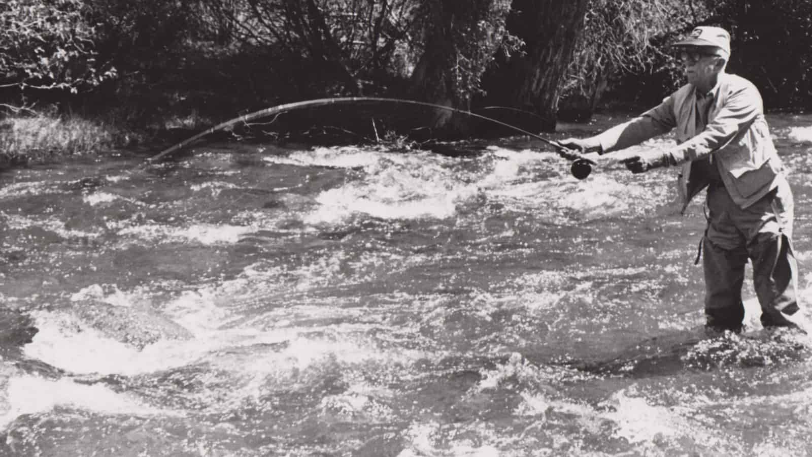 Photo of Kenneth McAfee trout fishing in 1960