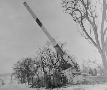Photograph of the 243rd Field Artillery Battalion's M1 8-inch gun assembly completed