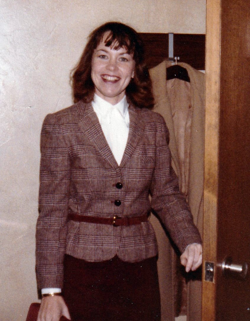 Photo of Connie Gore in her McAfee & Taft office circa 1980.