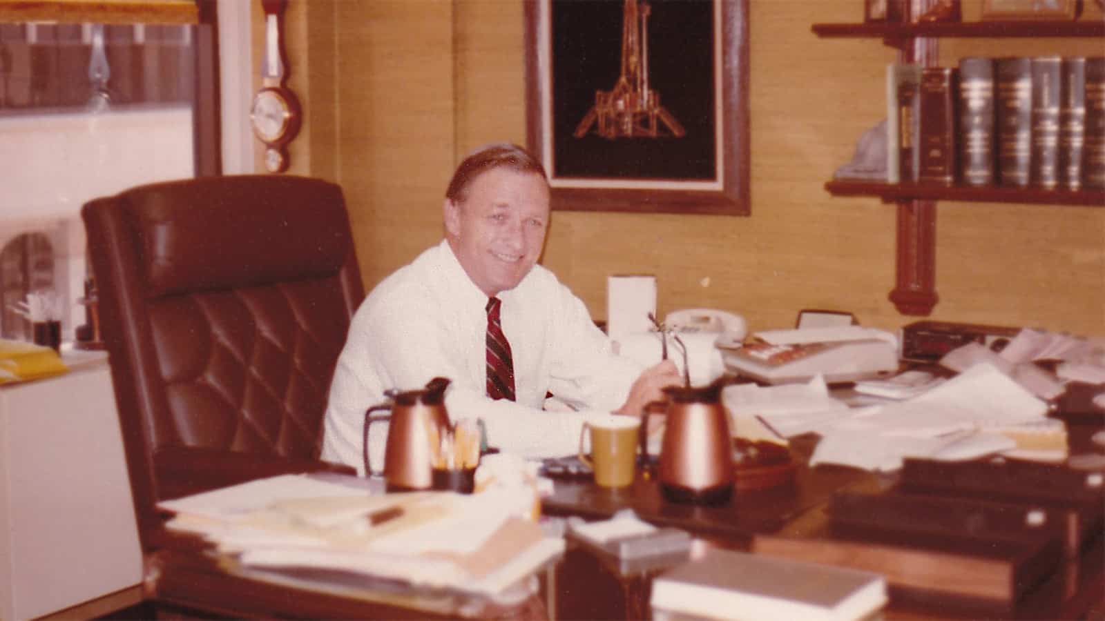 Photo of Pete Woodruff in his office in 1980