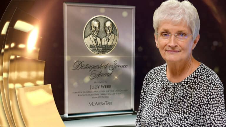 Graphic of Distinguished Service Award for Judy Webb