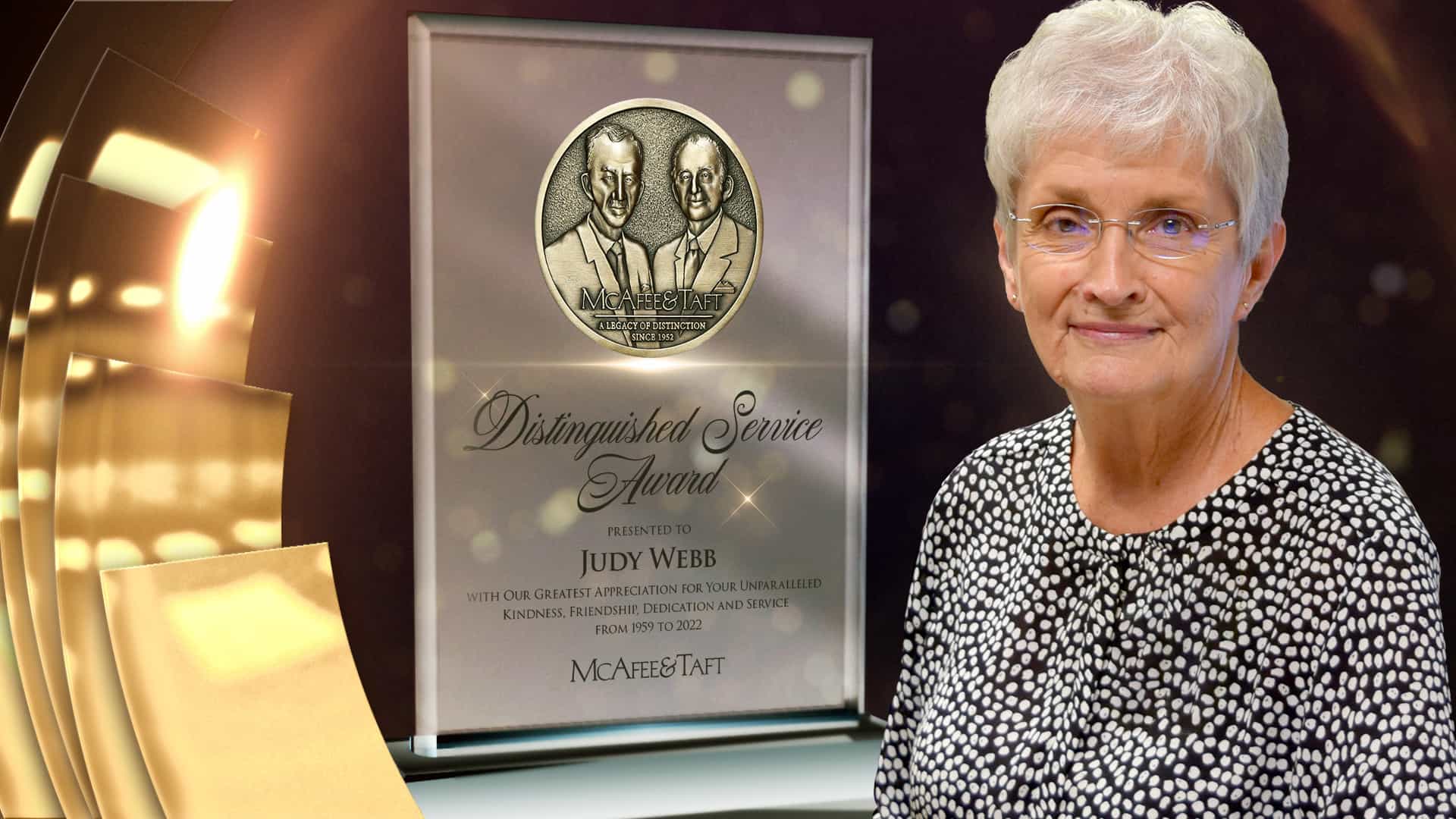 Graphic of Distinguished Service Award for Judy Webb