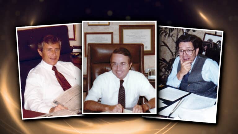 Archive photos of Ted Elam, Gary Fuller and John Mee