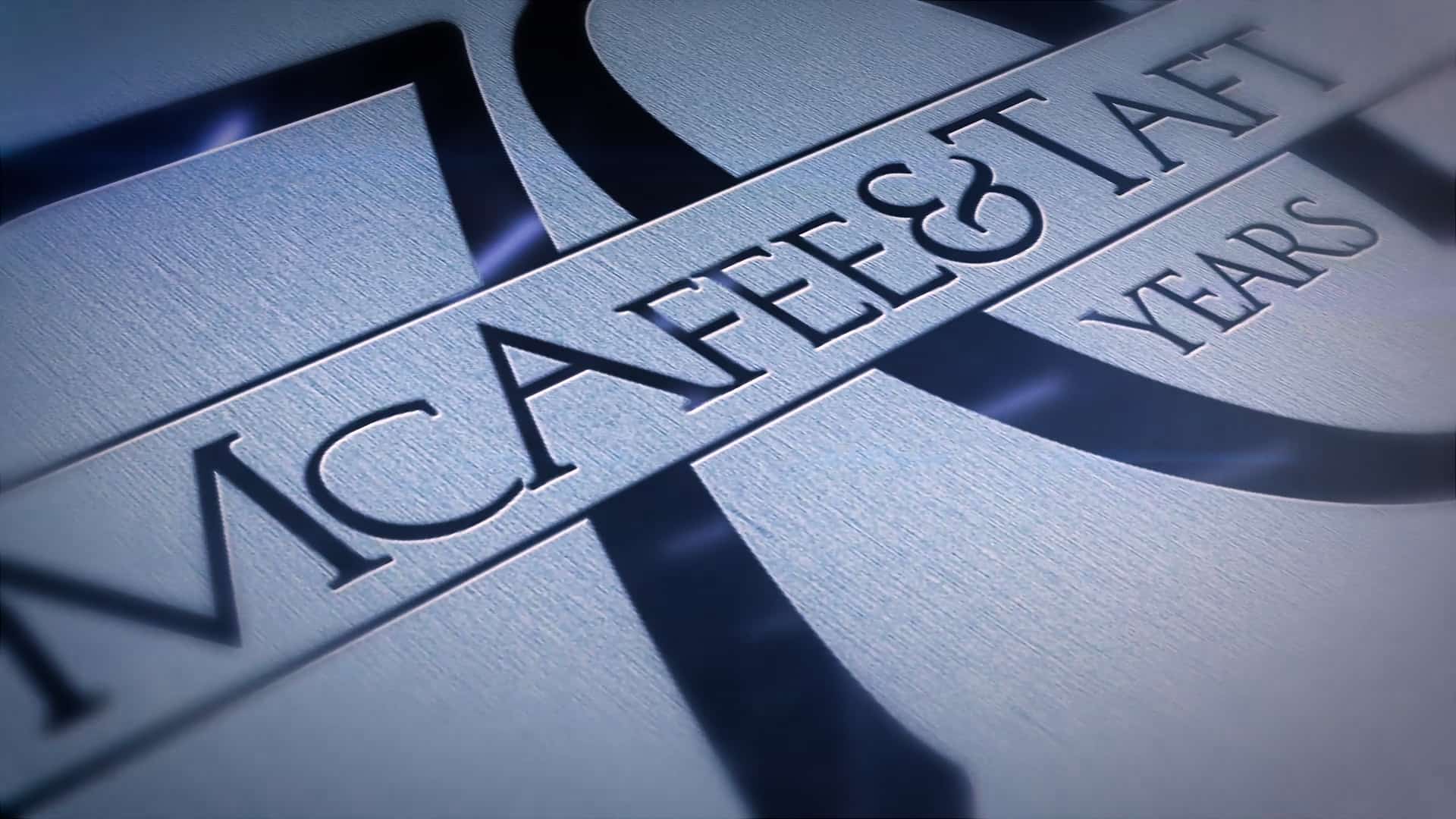 Video screenshot of the branding image for McAfee & Taft's 70th Anniversary
