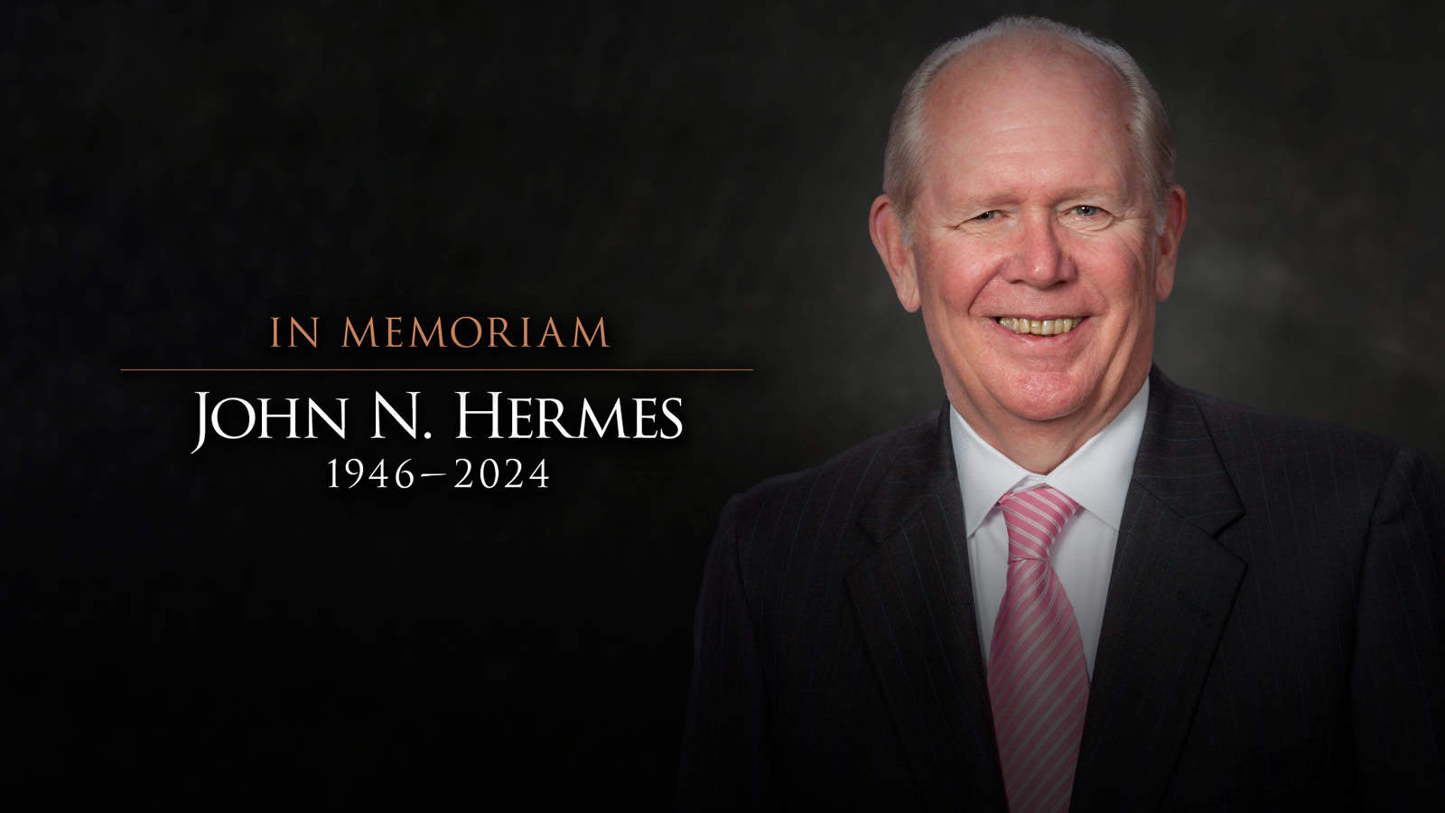 Official firm portrait of John Hermes for his "In Memoriam" tribute